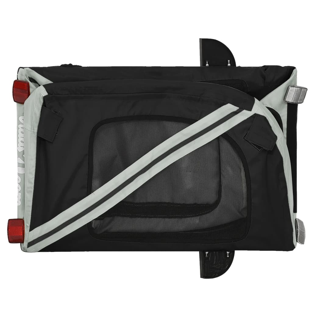 Remorque de vélo pour chien gris et noir tissu oxford et fer