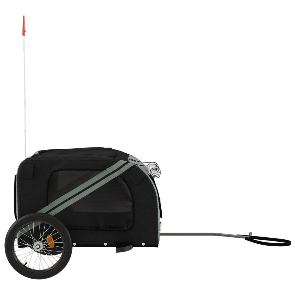 Remorque de vélo pour chien noir et gris tissu oxford et fer