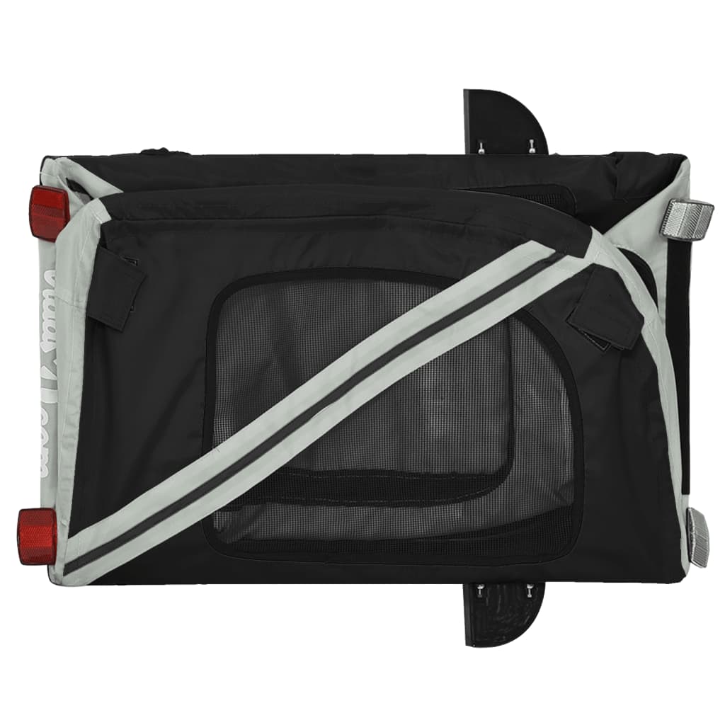 Remorque de vélo pour chien noir et gris tissu oxford et fer