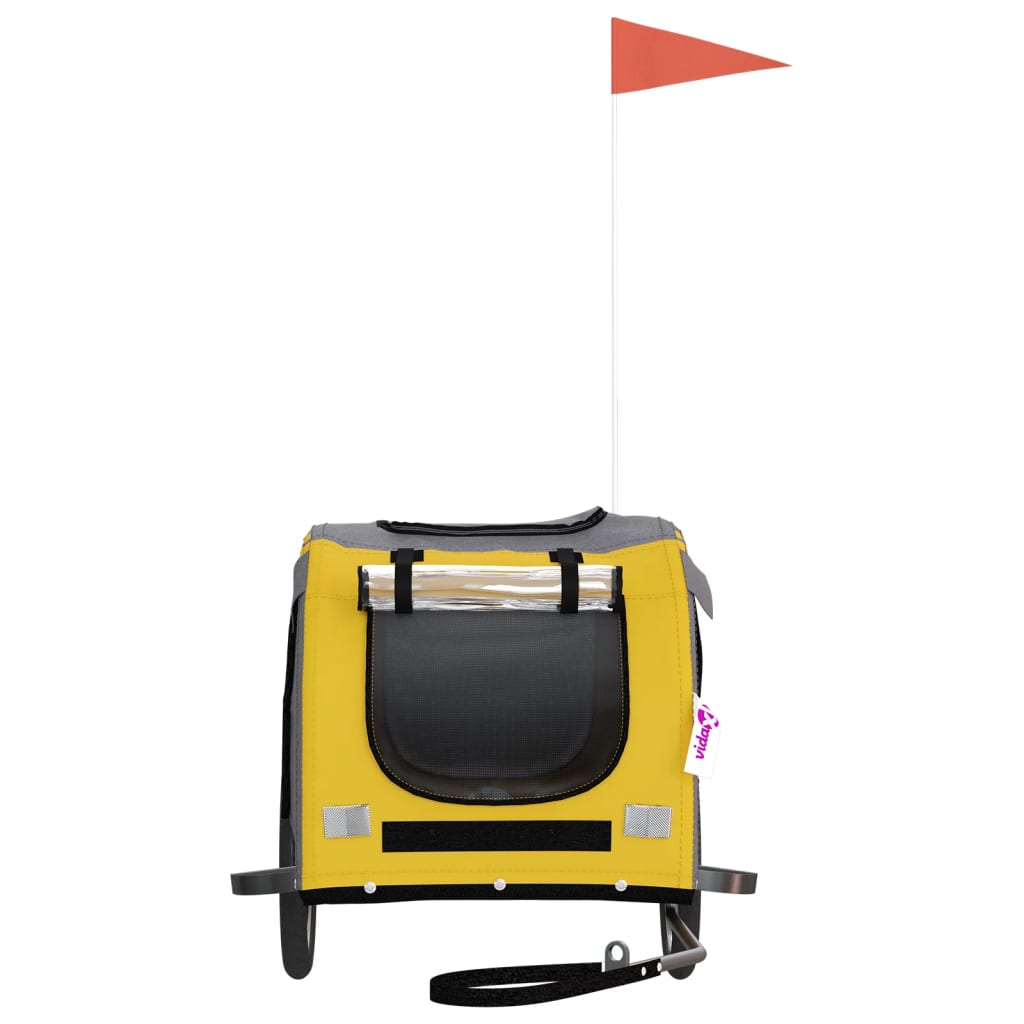 Remorque de vélo pour chien jaune et gris tissu oxford et fer