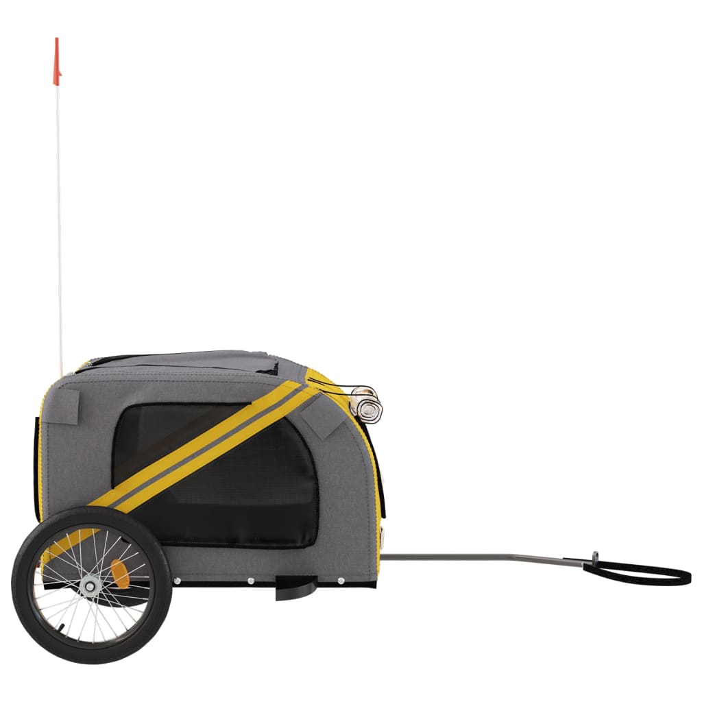 Remorque de vélo pour chien jaune et gris tissu oxford et fer