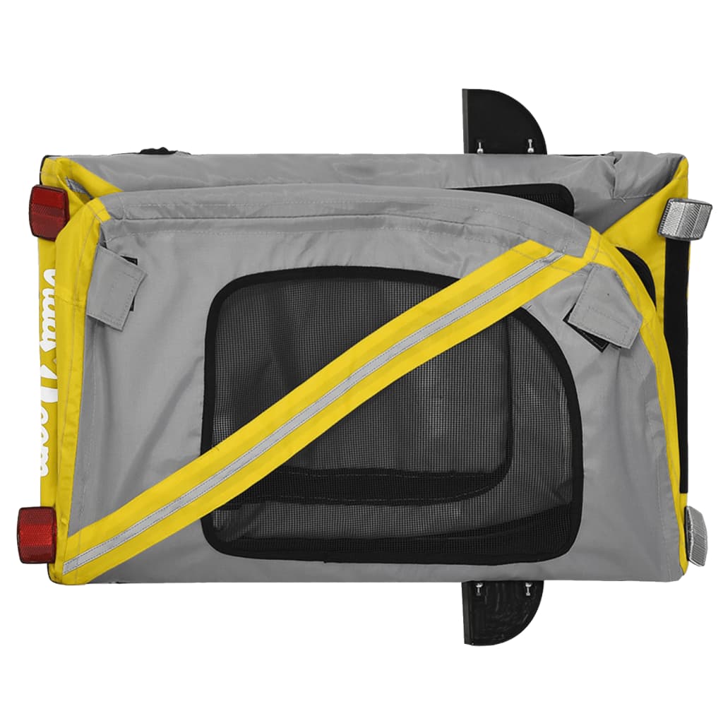 Remorque de vélo pour chien jaune et gris tissu oxford et fer