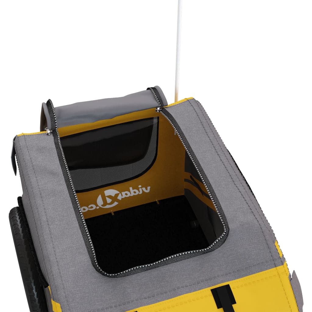 Remorque de vélo pour chien jaune et gris tissu oxford et fer