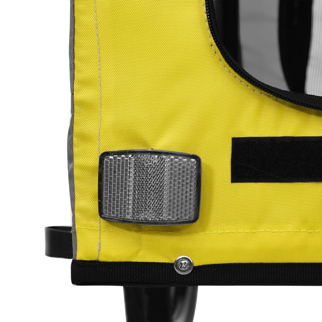 Remorque de vélo pour chien jaune et gris tissu oxford et fer
