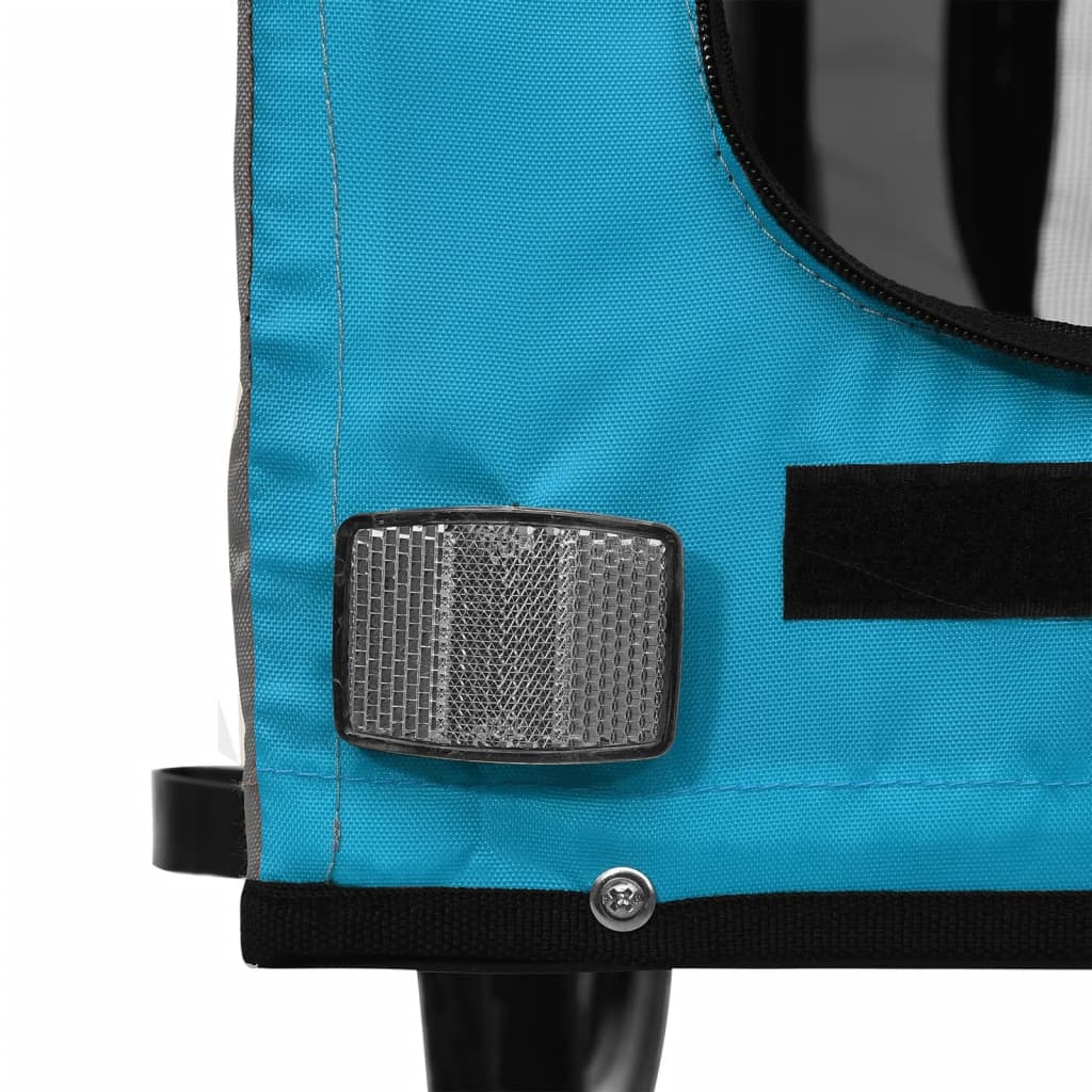 Remorque de vélo pour chien bleu et gris tissu oxford et fer