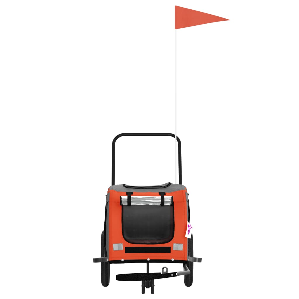 Remorque de vélo pour chien orange et noir tissu oxford et fer