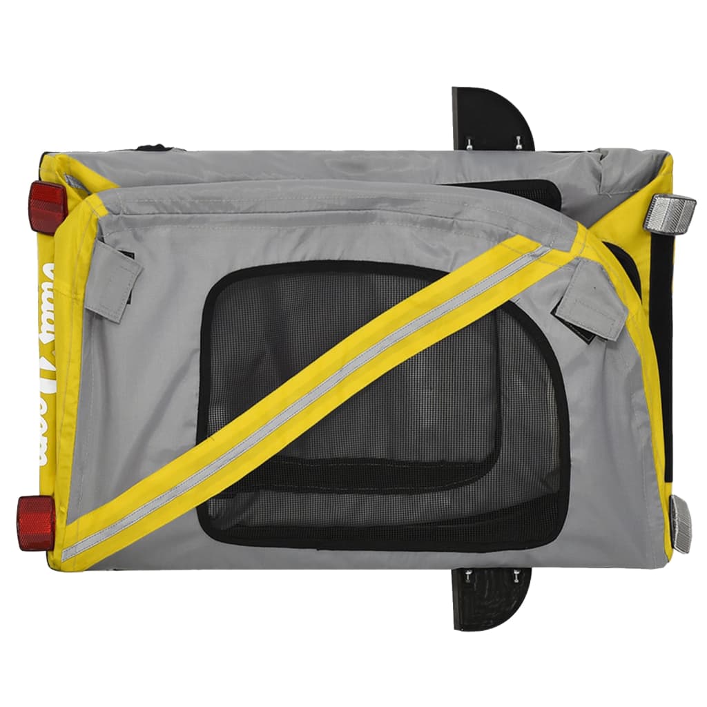 Remorque de vélo pour chien jaune et noir tissu oxford et fer