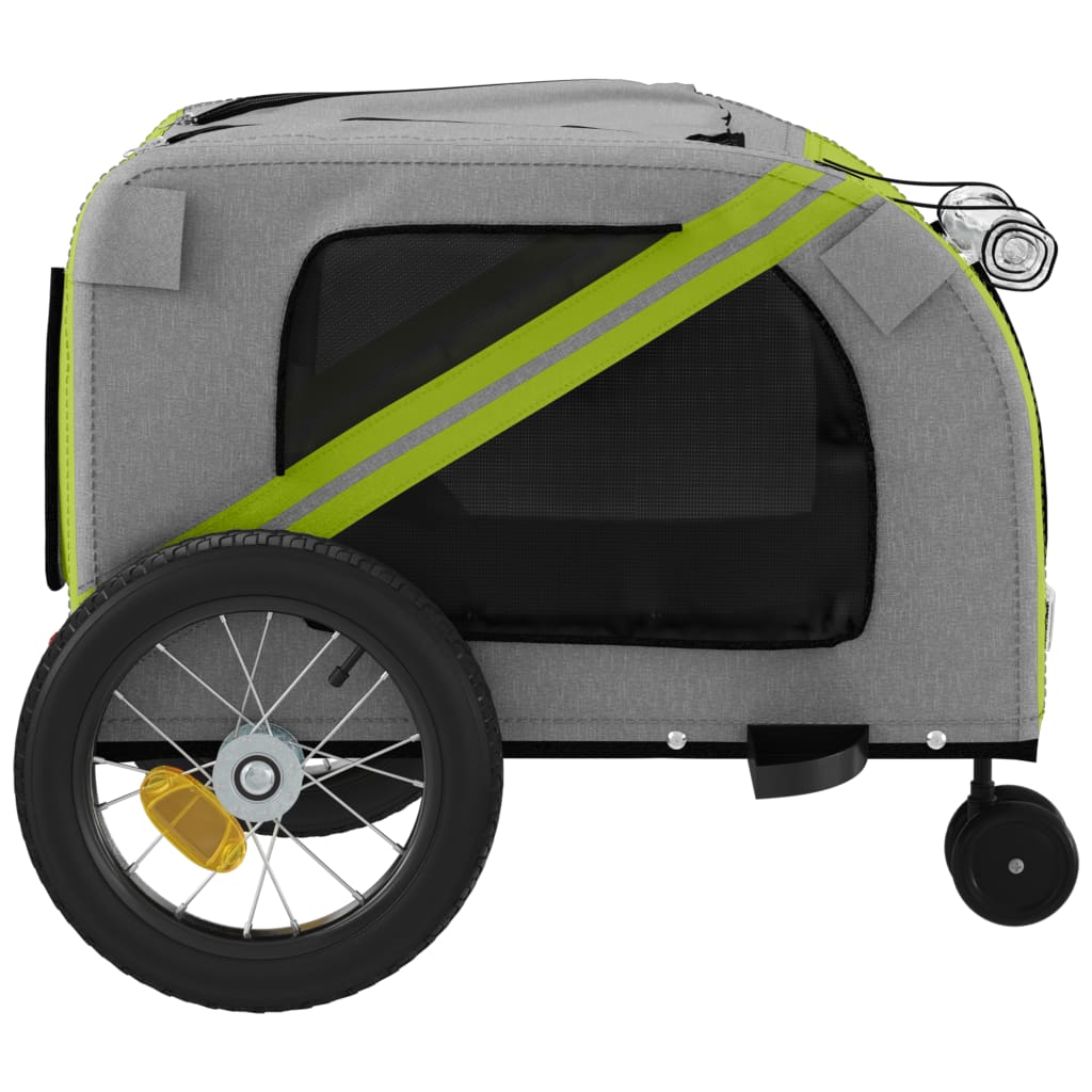 Remorque de vélo pour chien vert et noir tissu oxford et fer