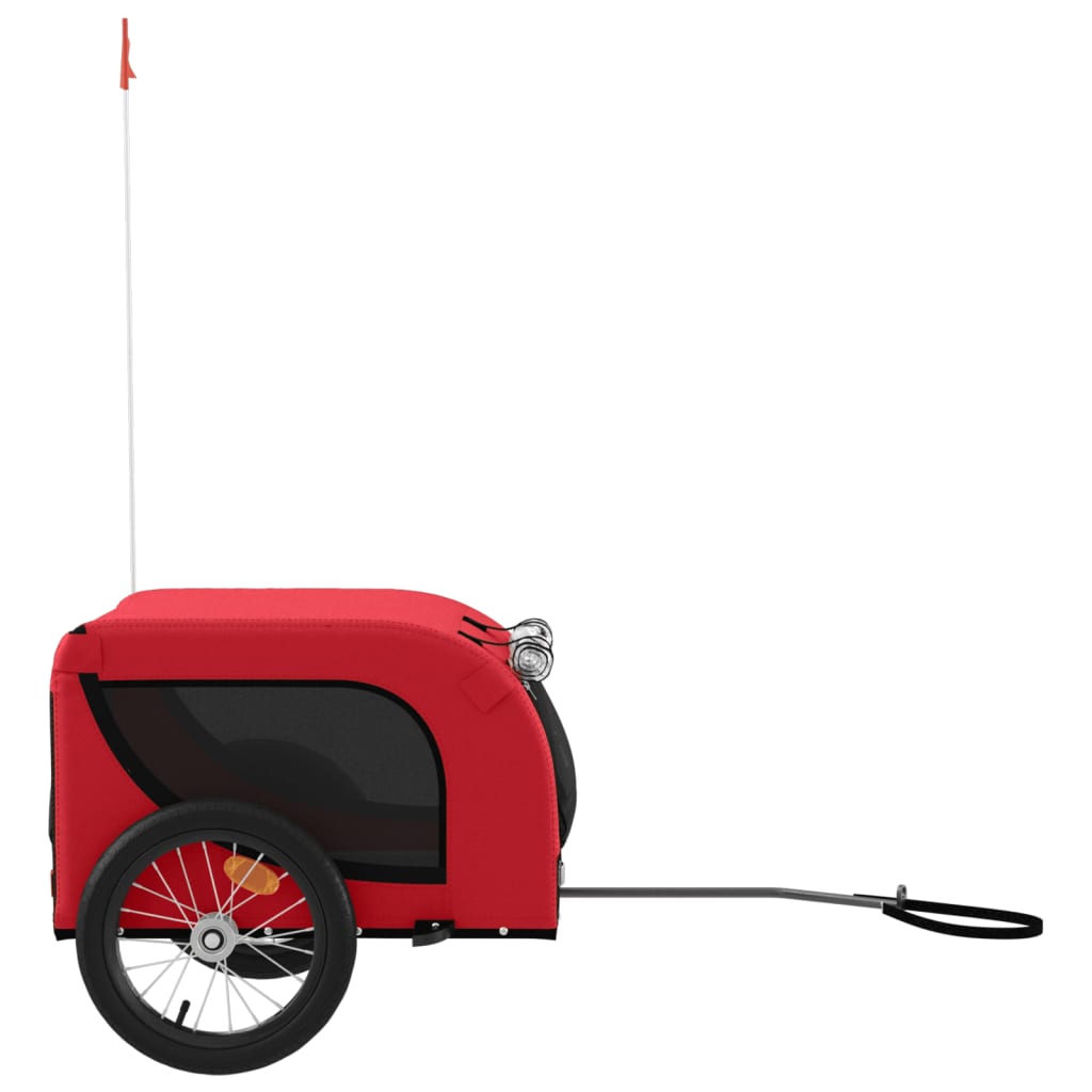 Remorque de vélo pour chien rouge et noir tissu oxford et fer