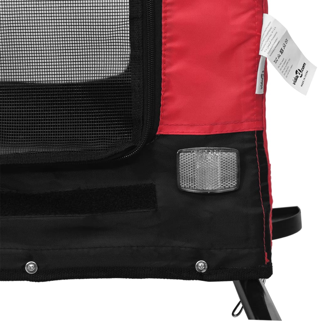 Remorque de vélo pour chien rouge et noir tissu oxford et fer