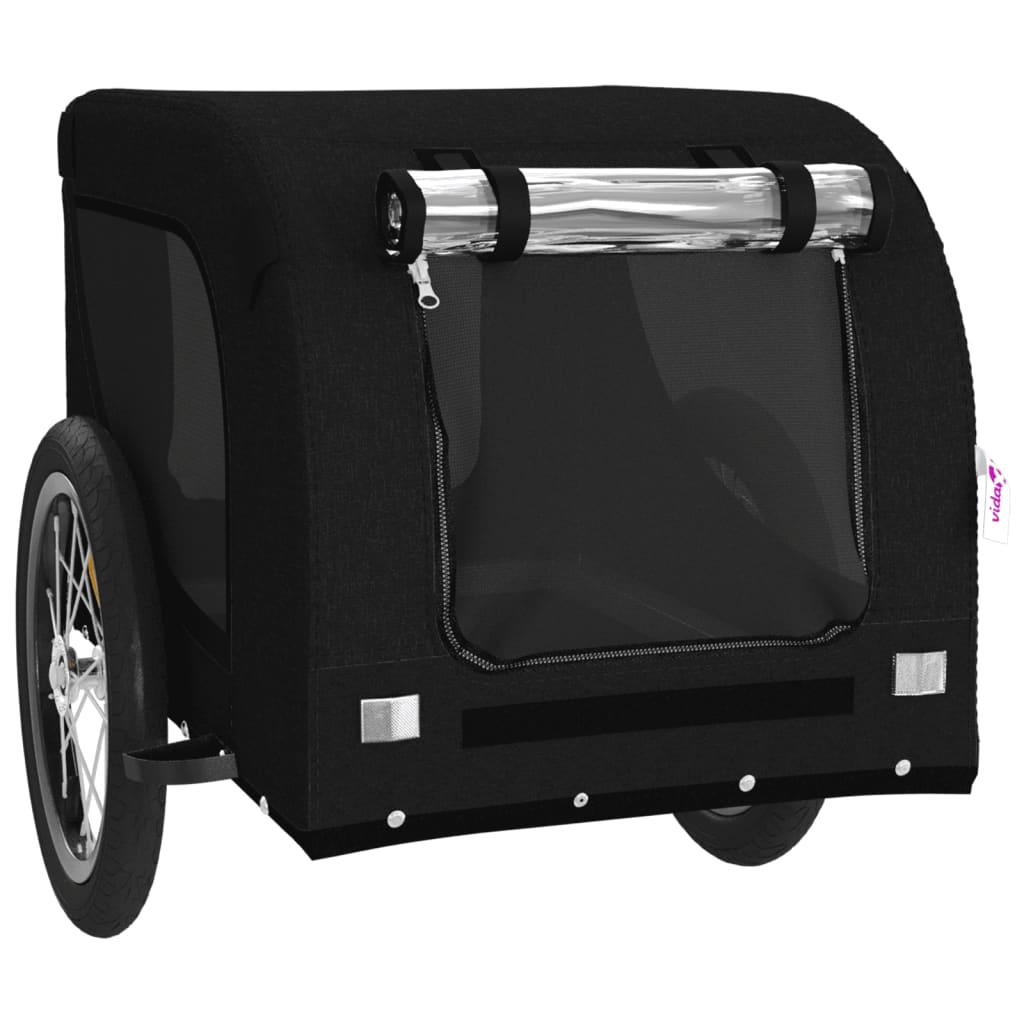 Remorque de vélo pour chien noir tissu oxford et fer