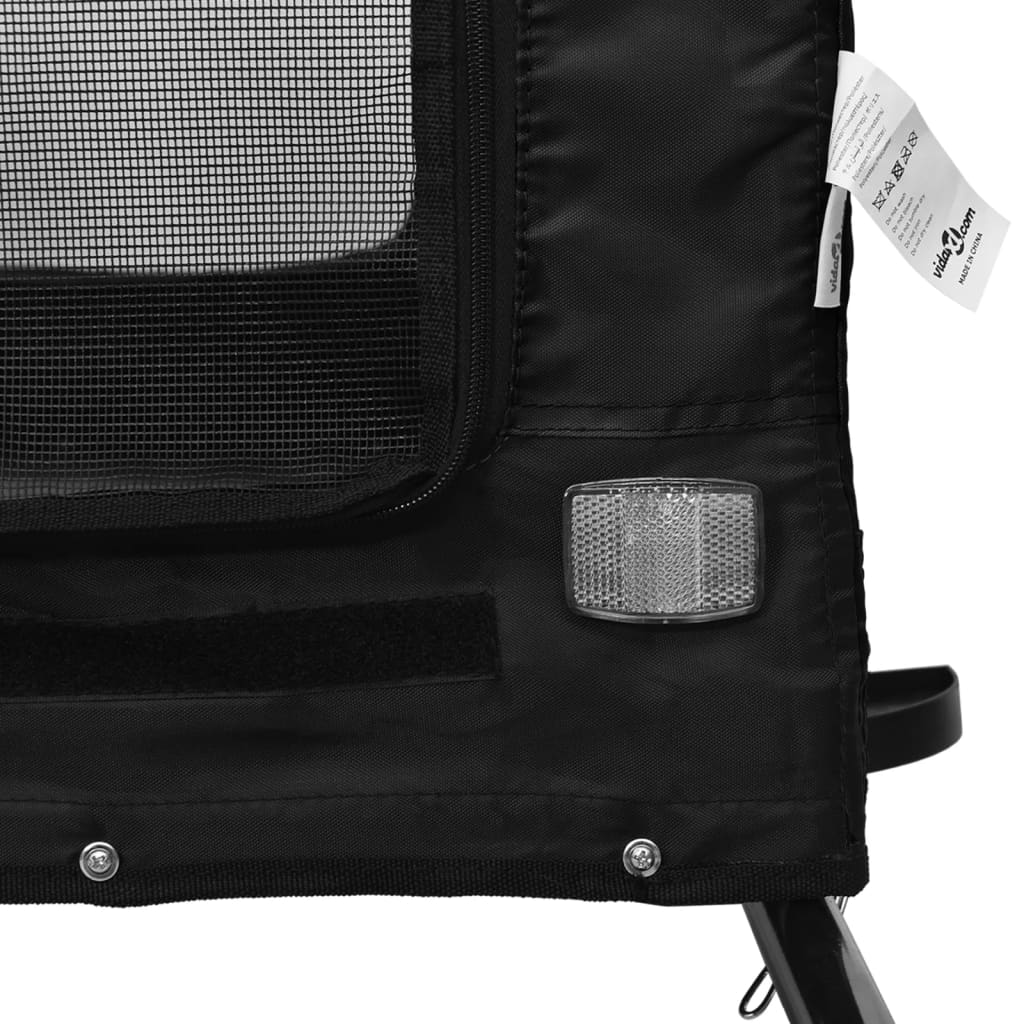 Remorque de vélo pour chien noir tissu oxford et fer