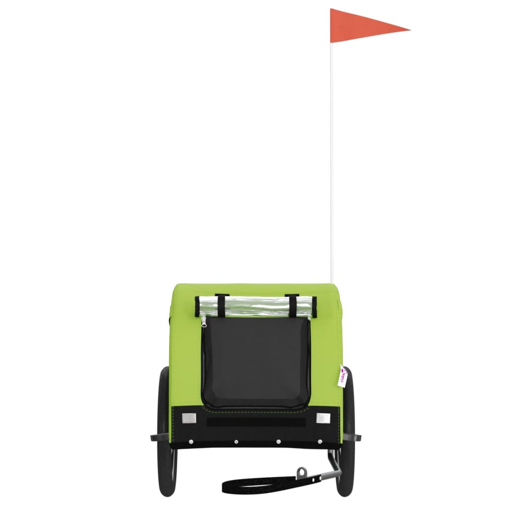 Remorque de vélo pour chien vert et noir tissu oxford et fer