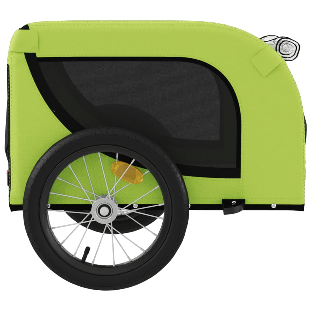 Remorque de vélo pour chien vert et noir tissu oxford et fer