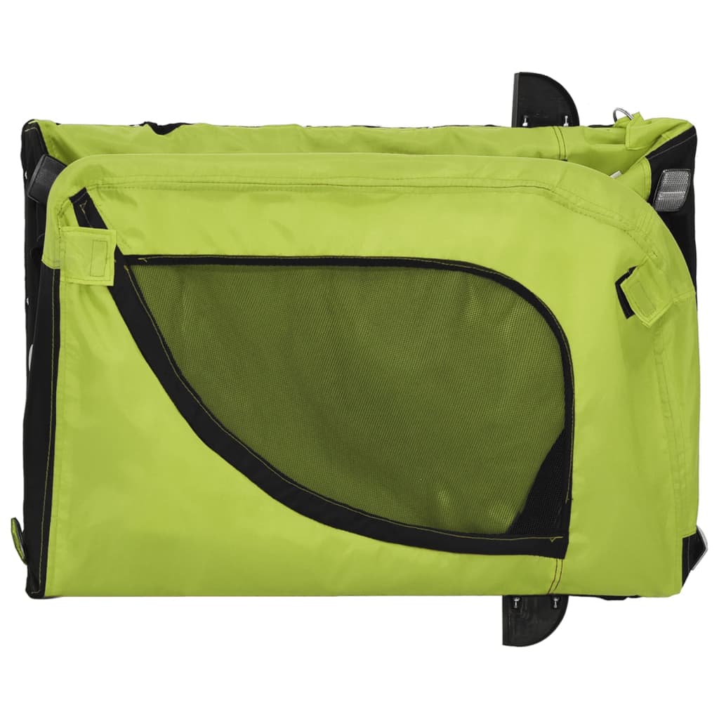 Remorque de vélo pour chien vert et noir tissu oxford et fer