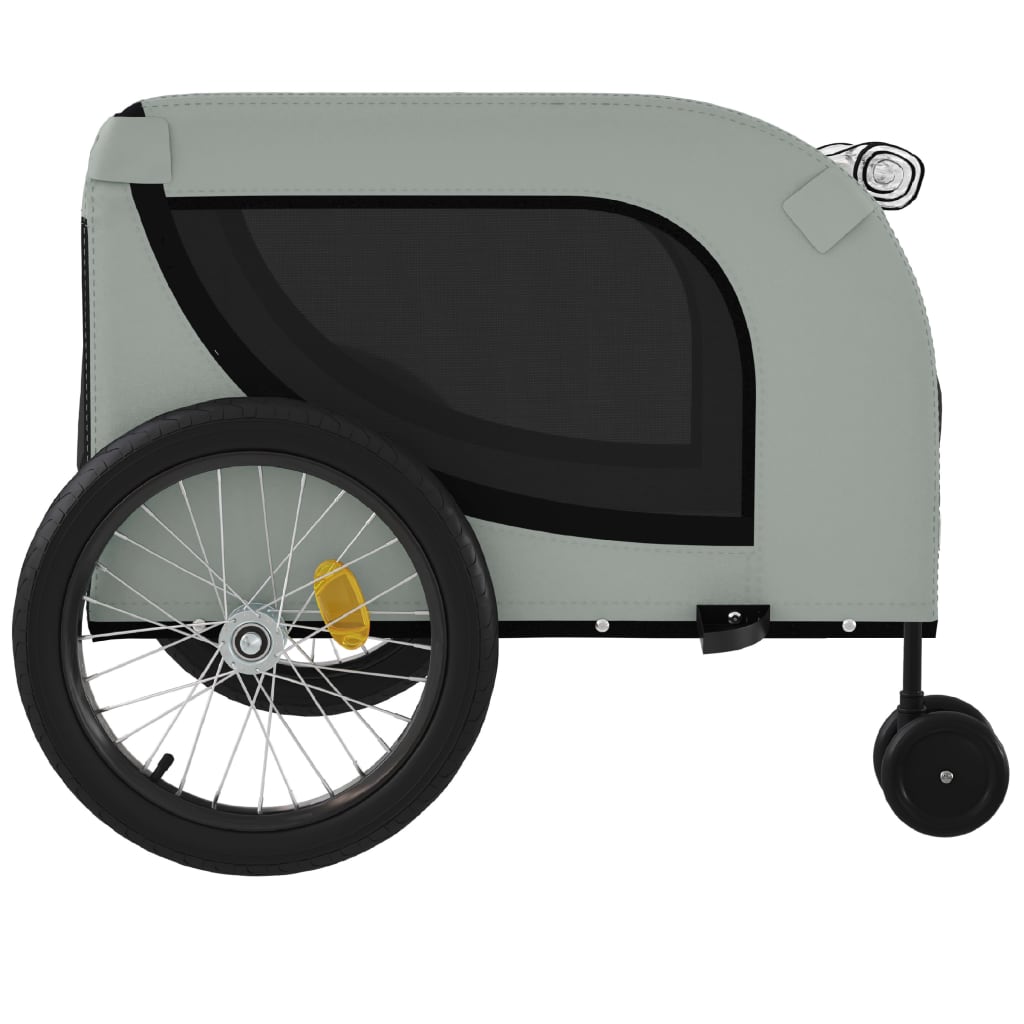 Remorque de vélo pour chien gris et noir tissu oxford et fer