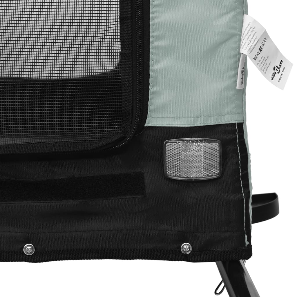 Remorque de vélo pour chien gris et noir tissu oxford et fer