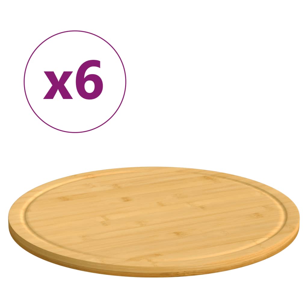 Planches à découper 6 pcs Ø40x1,5 cm bambou