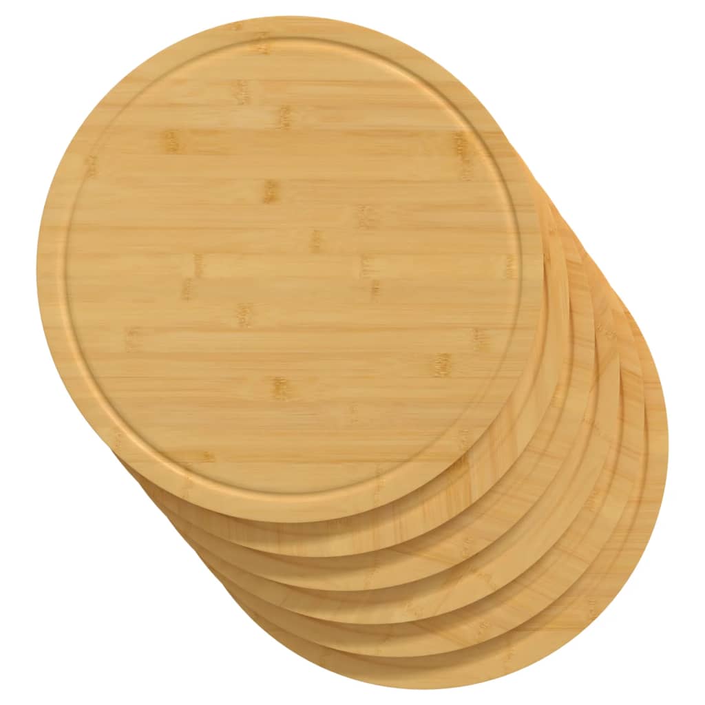 Planches à découper 6 pcs Ø40x1,5 cm bambou