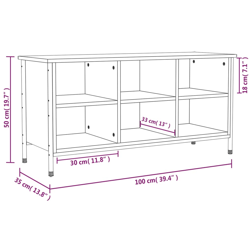 Armoire à chaussures chêne sonoma 100x35x50cm bois d'ingénierie