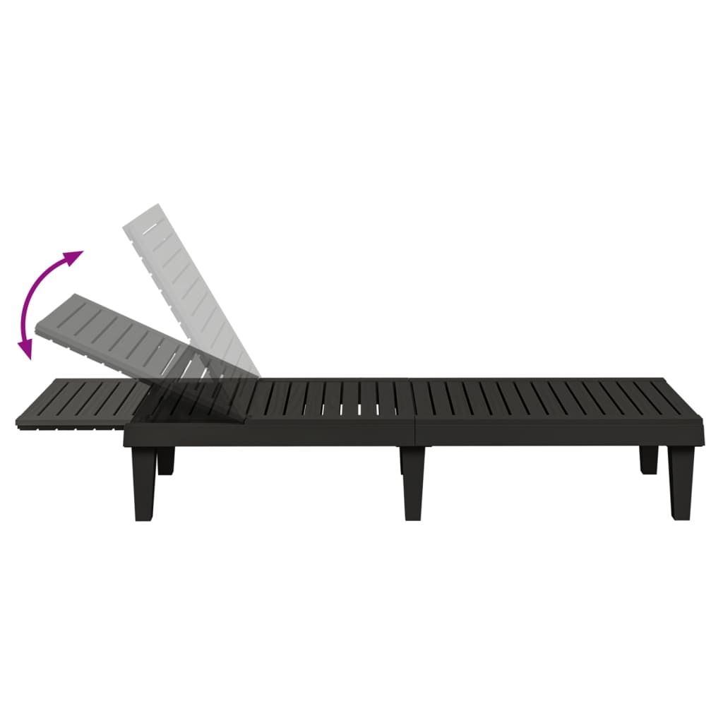Chaise longue noir 155x58x83 cm polypropylène