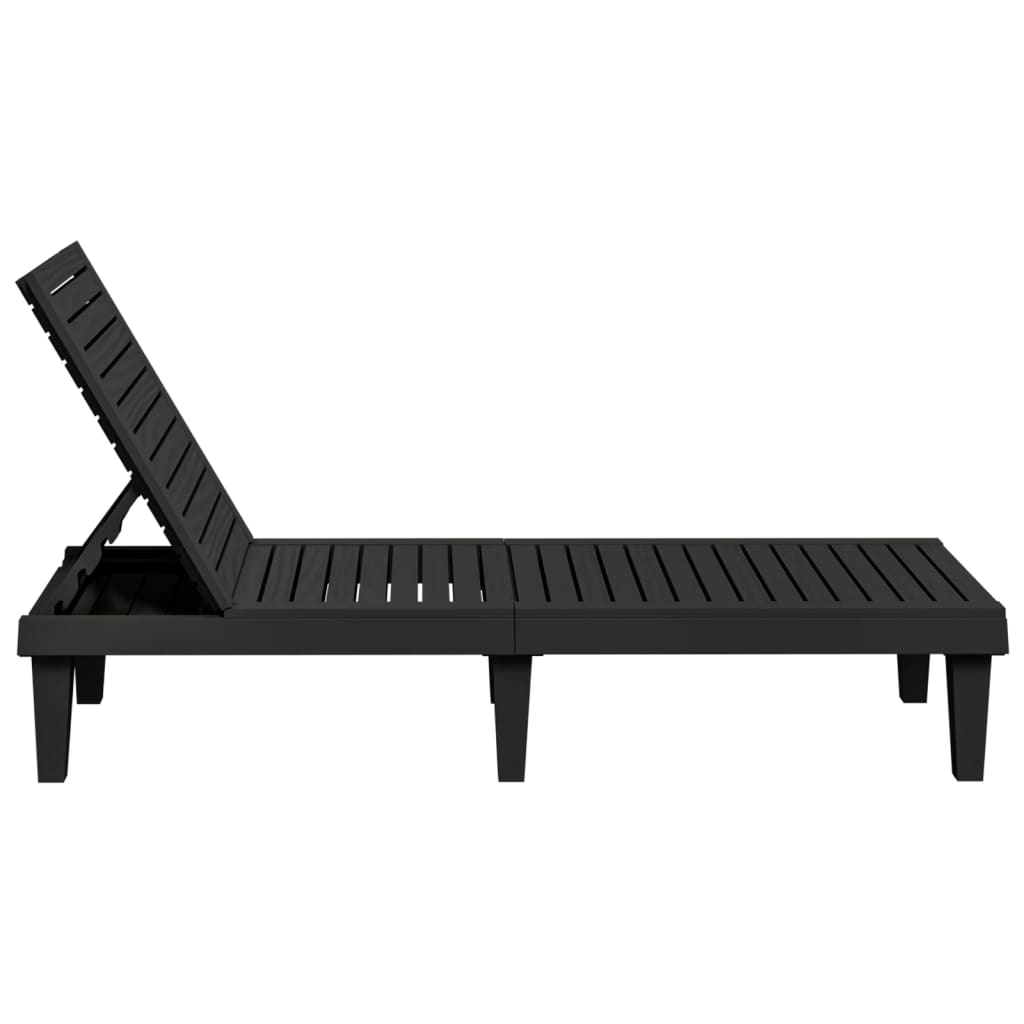 Chaises longues 2 pcs noir 155x58x83 cm polypropylène