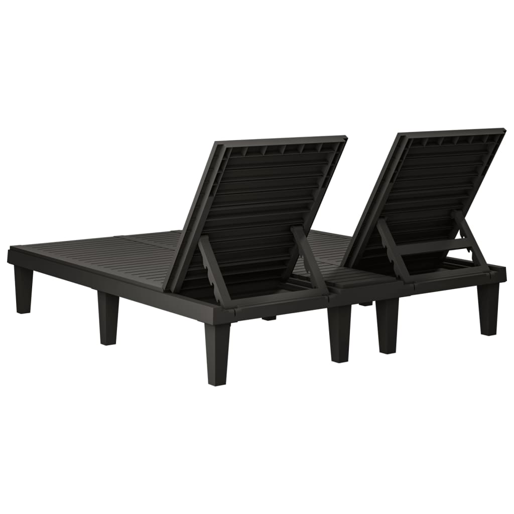 Chaise longue double noir 155x138x83 cm polypropylène