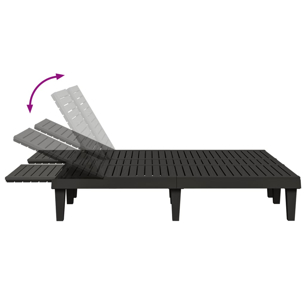 Chaise longue double noir 155x138x83 cm polypropylène