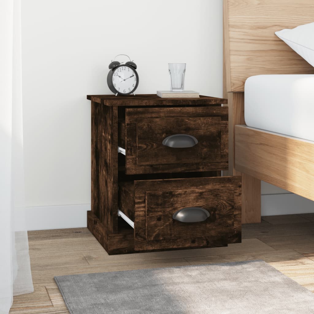 Tables de chevet 2 pcs chêne fumé 39x39x47,5 cm bois ingénierie