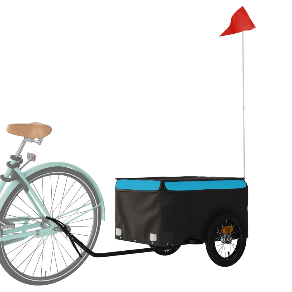 Remorque pour vélo noir et bleu 30 kg fer