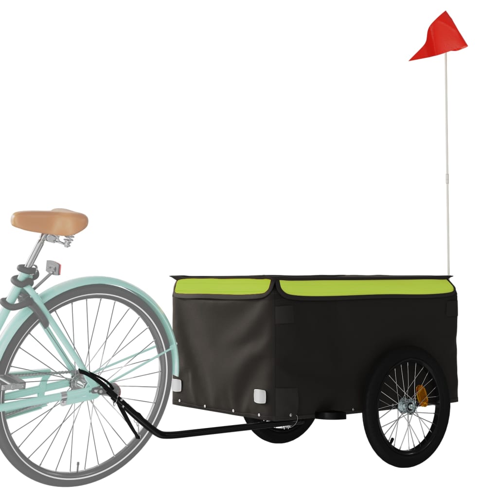 Remorque pour vélo noir et vert 45 kg fer