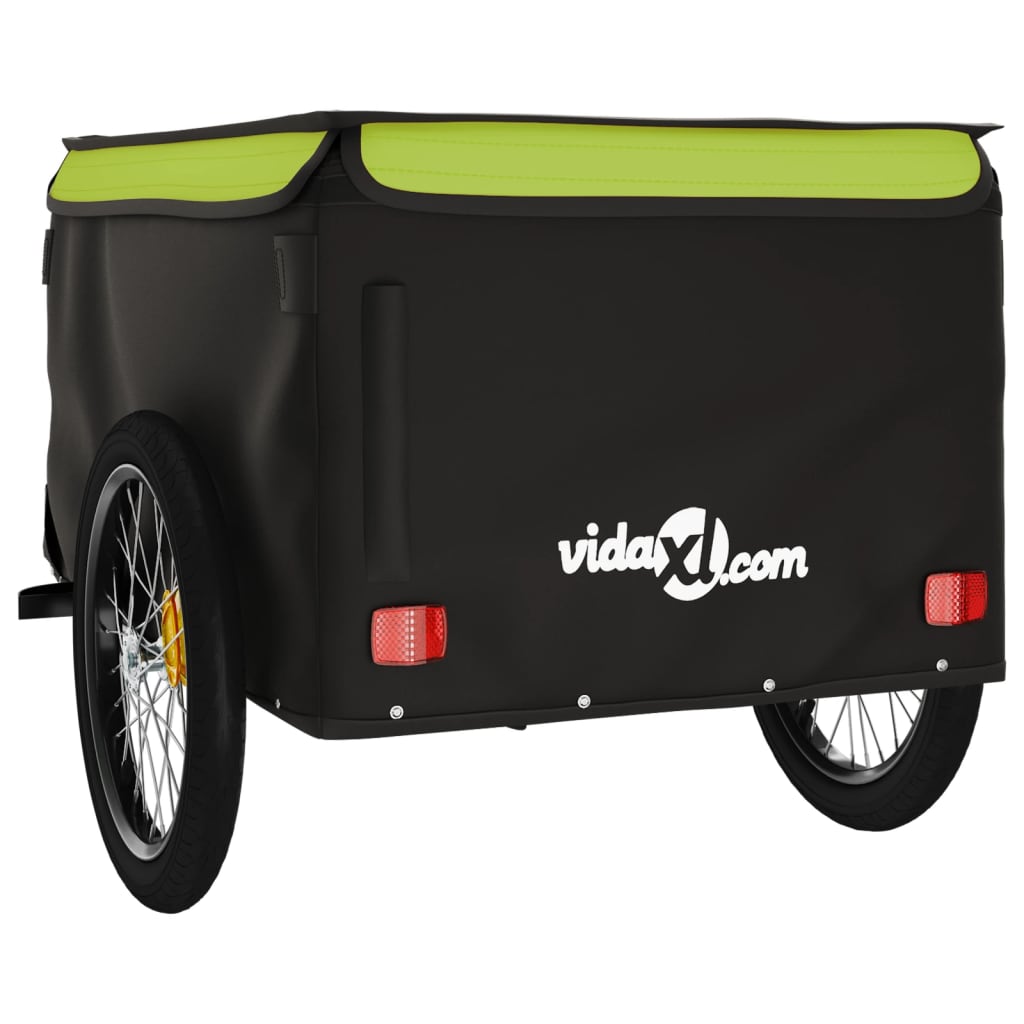 Remorque pour vélo noir et vert 45 kg fer