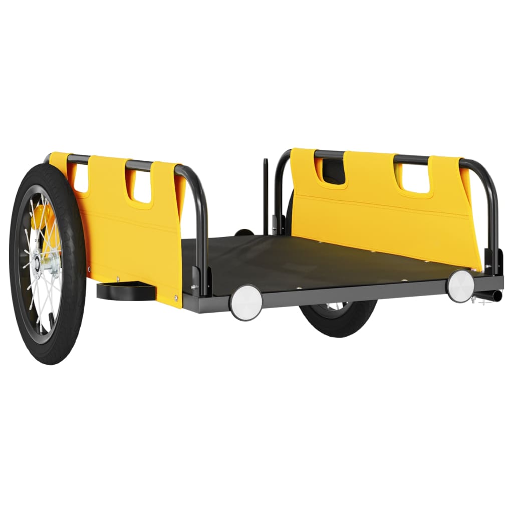 Remorque de vélo cargo jaune tissu oxford et fer