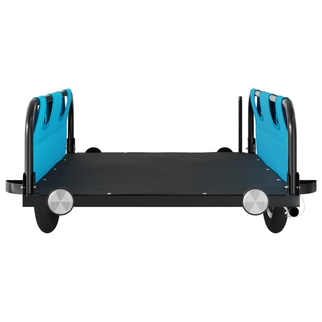 Remorque de vélo cargo bleu tissu oxford et fer