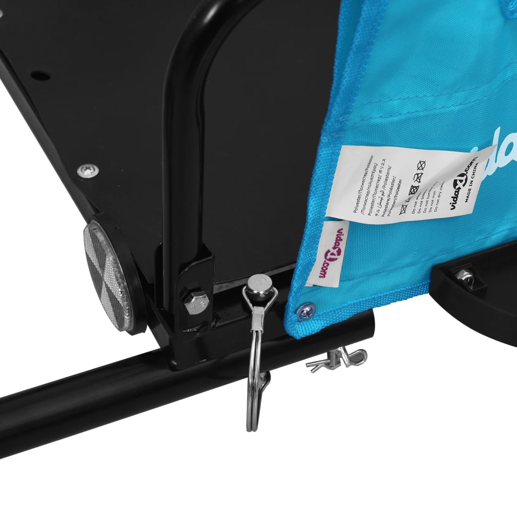 Remorque de vélo cargo bleu tissu oxford et fer