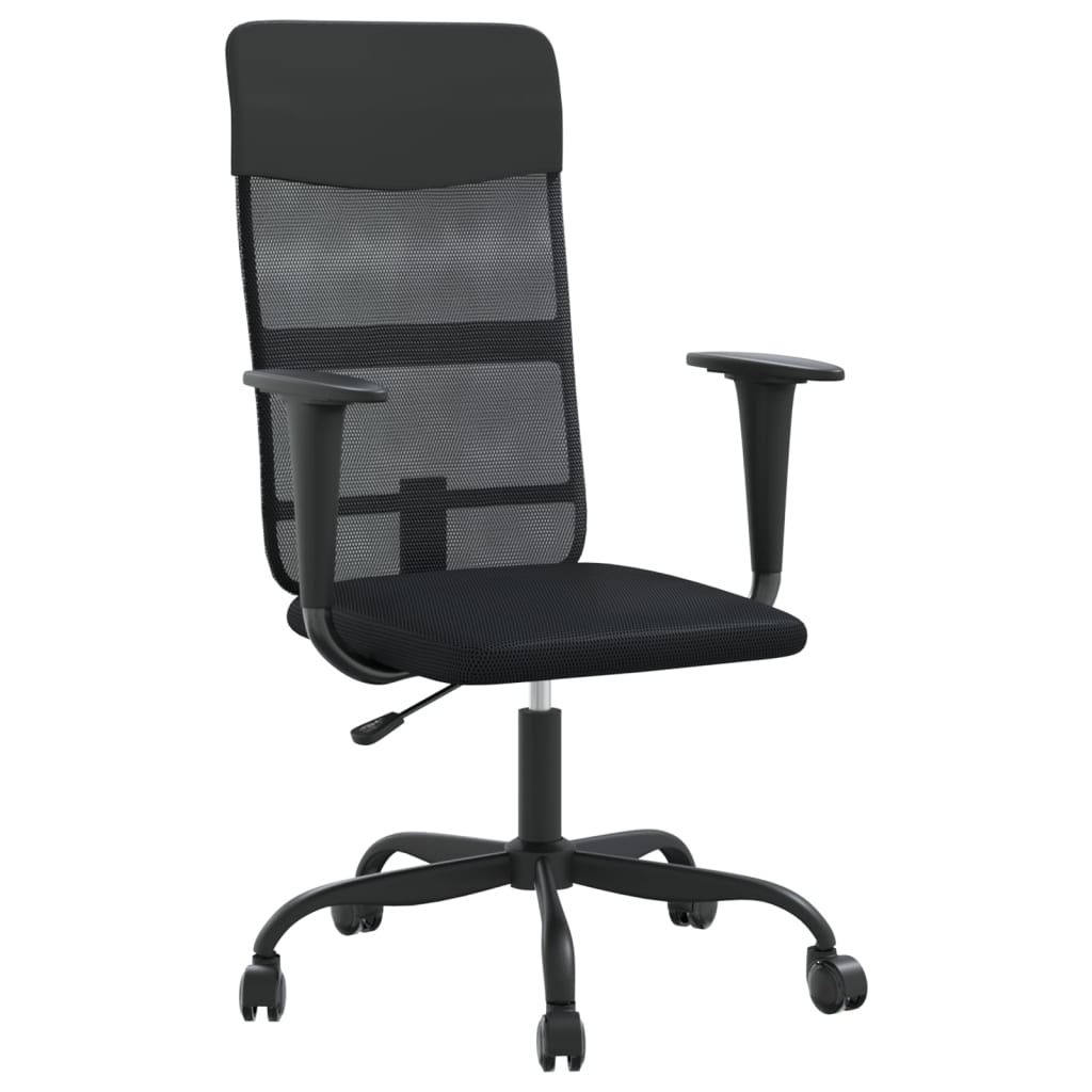 Chaise de bureau noir tissu en maille et similicuir