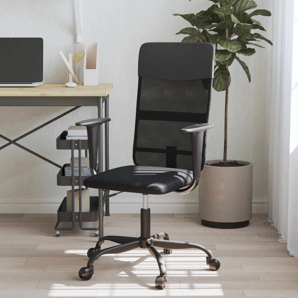Chaise de bureau noir tissu en maille et similicuir