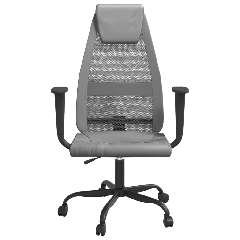 Chaise de bureau gris tissu en maille et similicuir