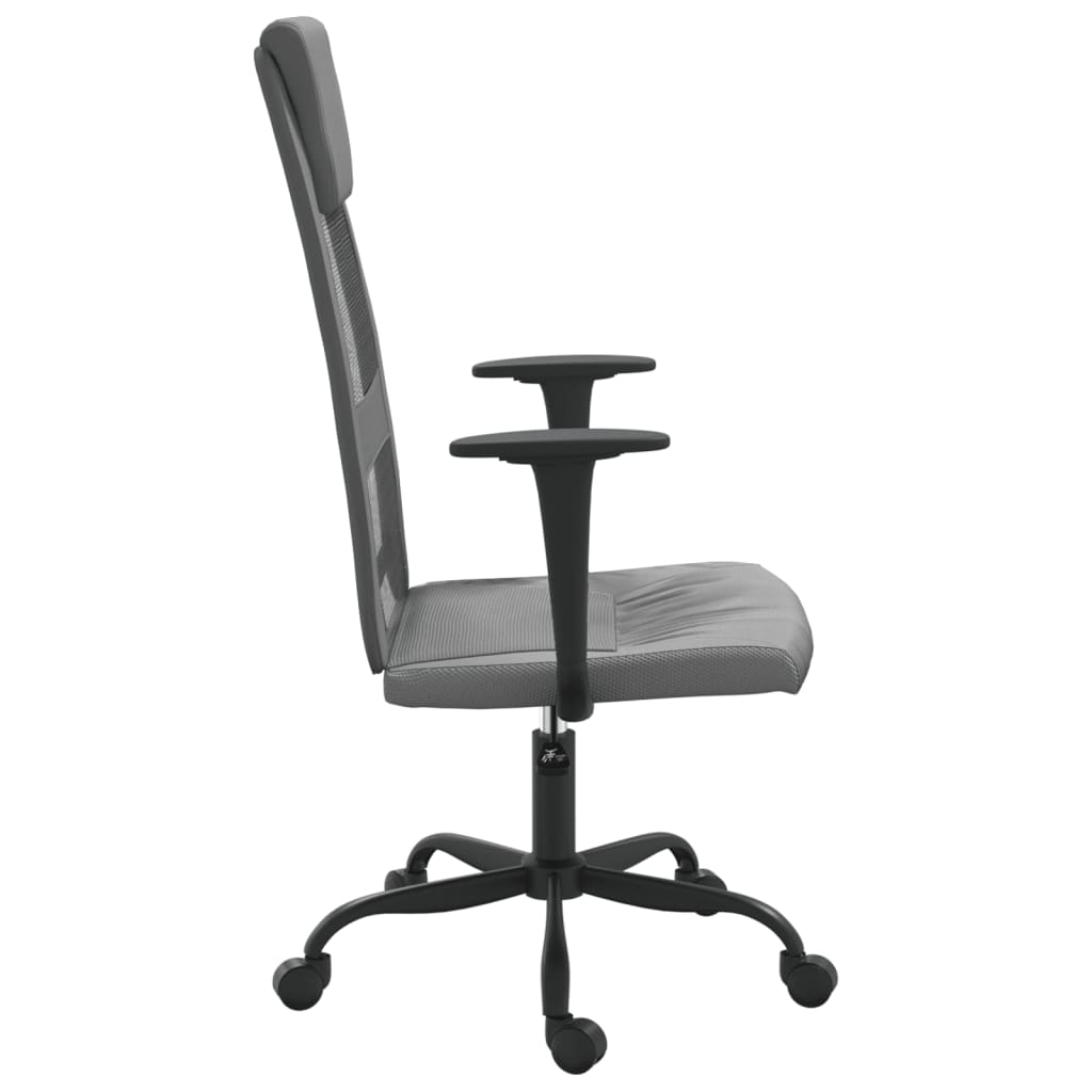 Chaise de bureau gris tissu en maille et similicuir