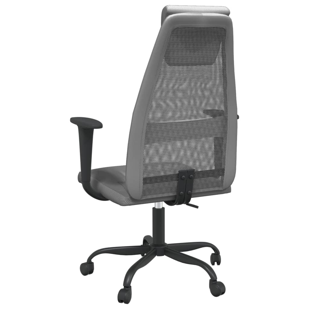 Chaise de bureau gris tissu en maille et similicuir