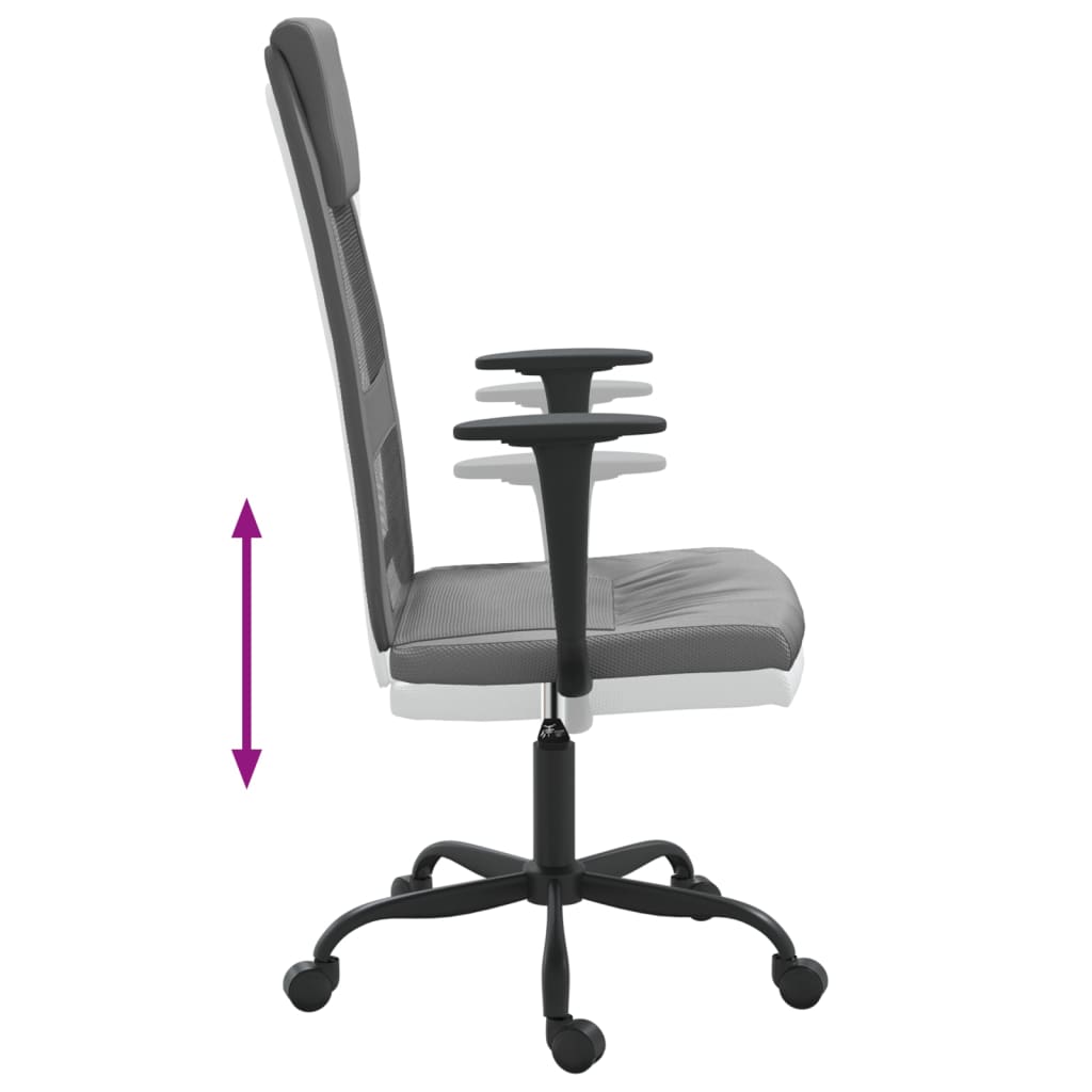 Chaise de bureau gris tissu en maille et similicuir