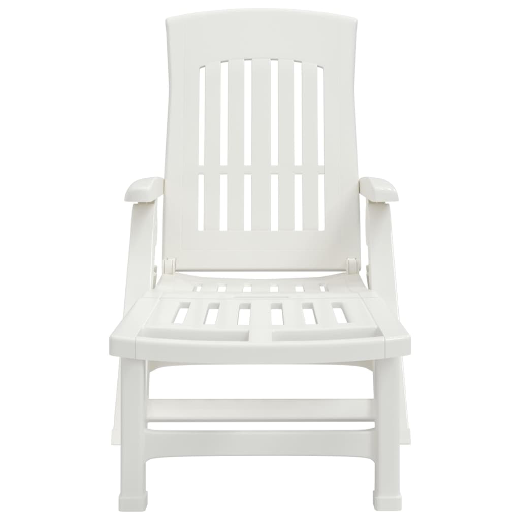Chaise longue pliable avec roues blanc PP