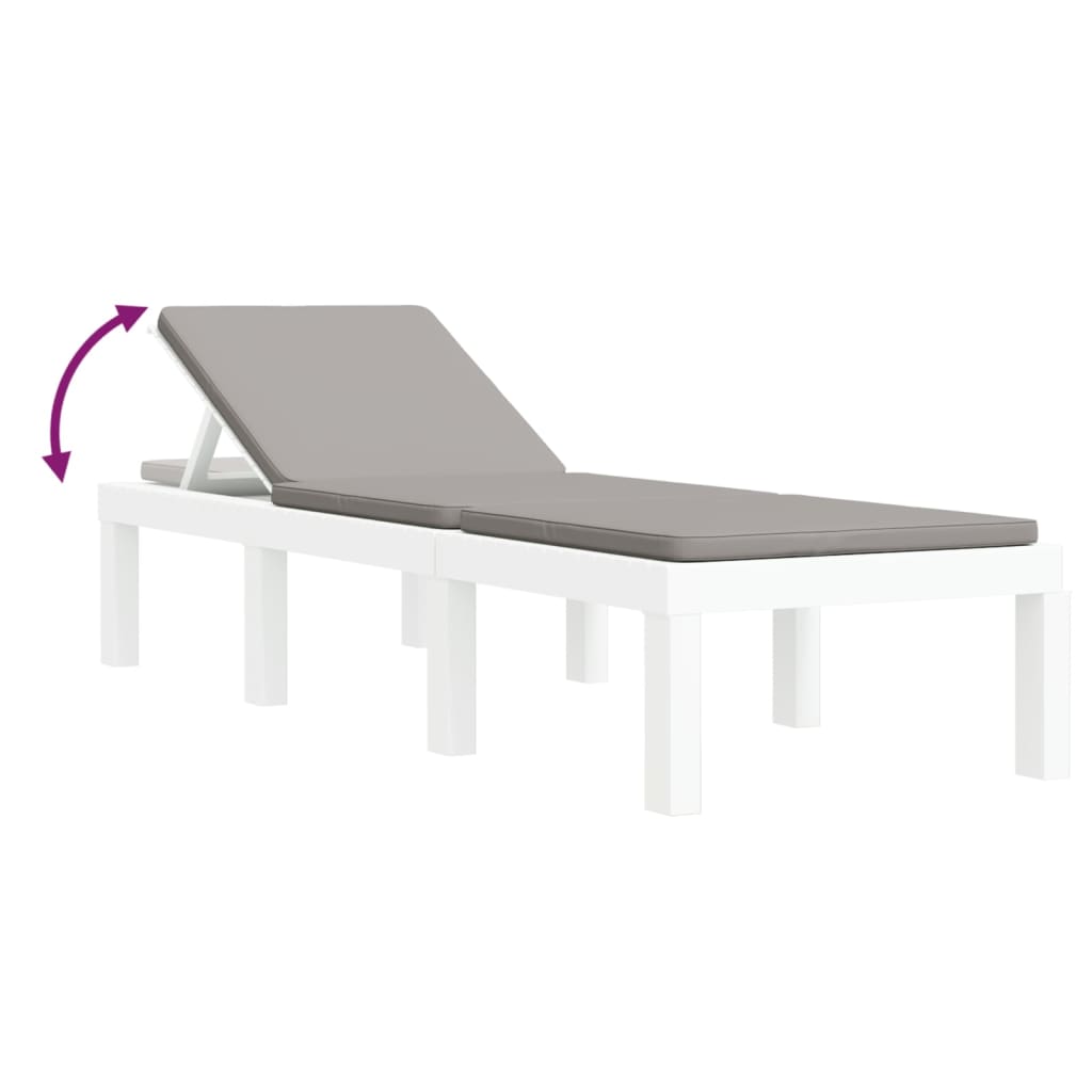 Chaise longue avec coussins blanc PP
