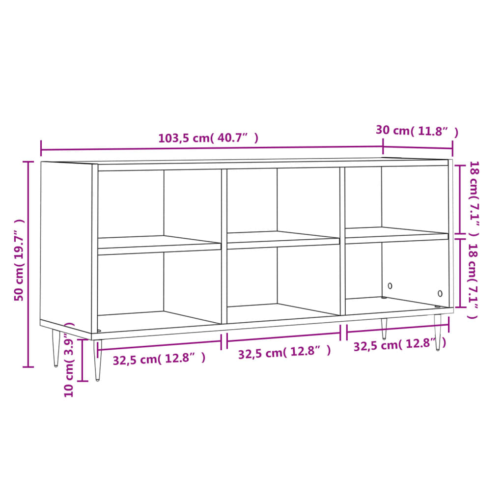 Meuble TV blanc 103,5x30x50 cm bois d'ingénierie