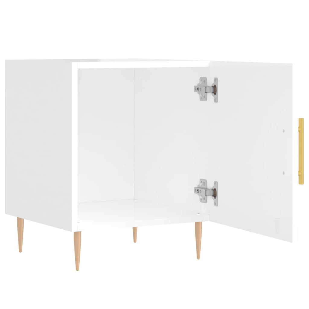 Tables de chevet 2 pcs blanc brillant 40x40x50 cm