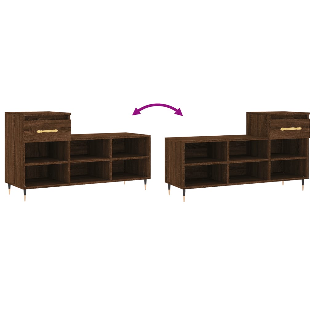 Armoire à chaussures Chêne marron 102x36x60cm Bois d'ingénierie