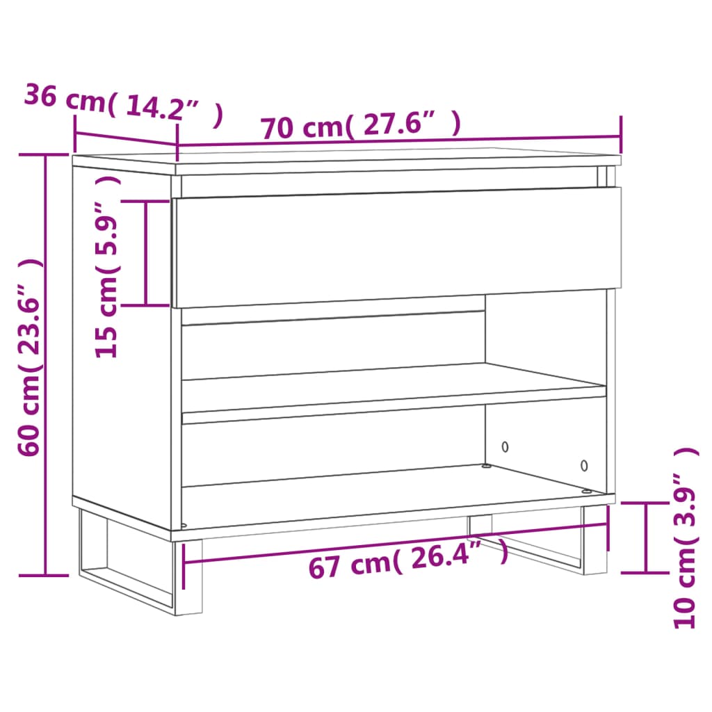Armoire à chaussures Chêne sonoma 70x36x60 cm Bois d'ingénierie