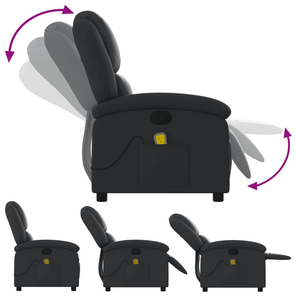 Fauteuil de massage inclinable noir cuir véritable