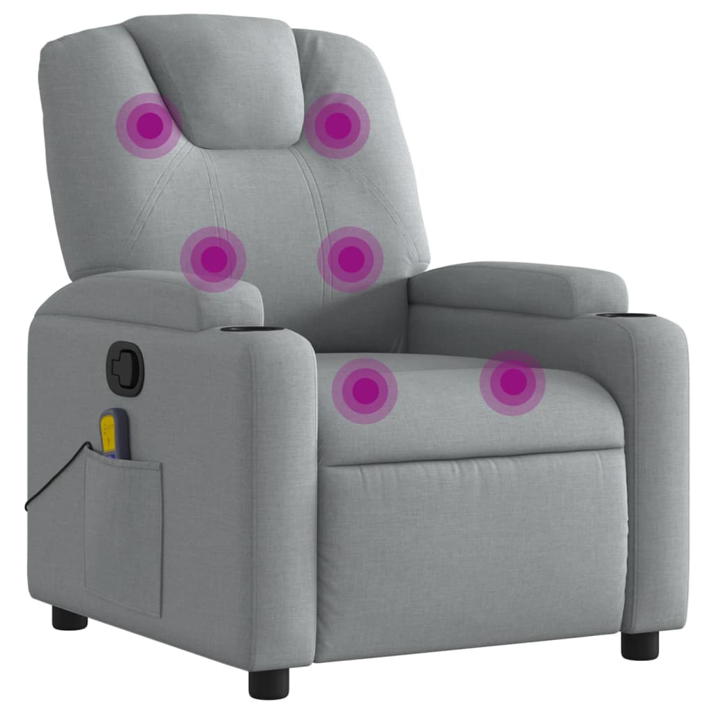 Fauteuil de massage inclinable Gris clair Tissu