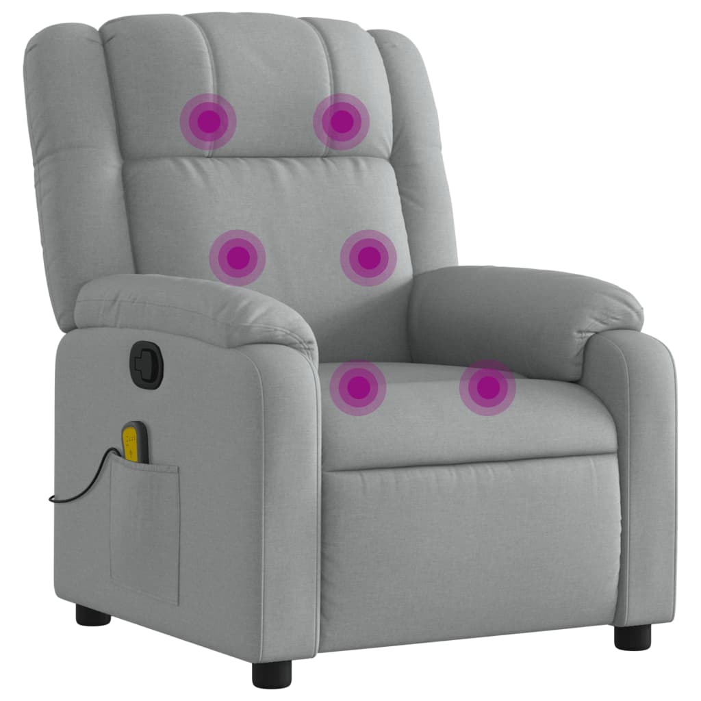 Fauteuil de massage inclinable Gris clair Tissu